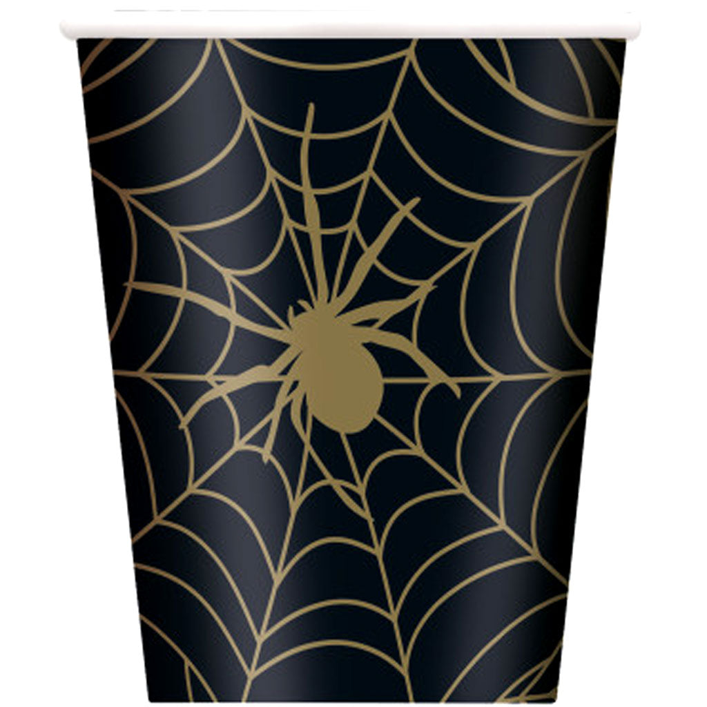 Cups Black And Gold Spider 8ct, 9oz