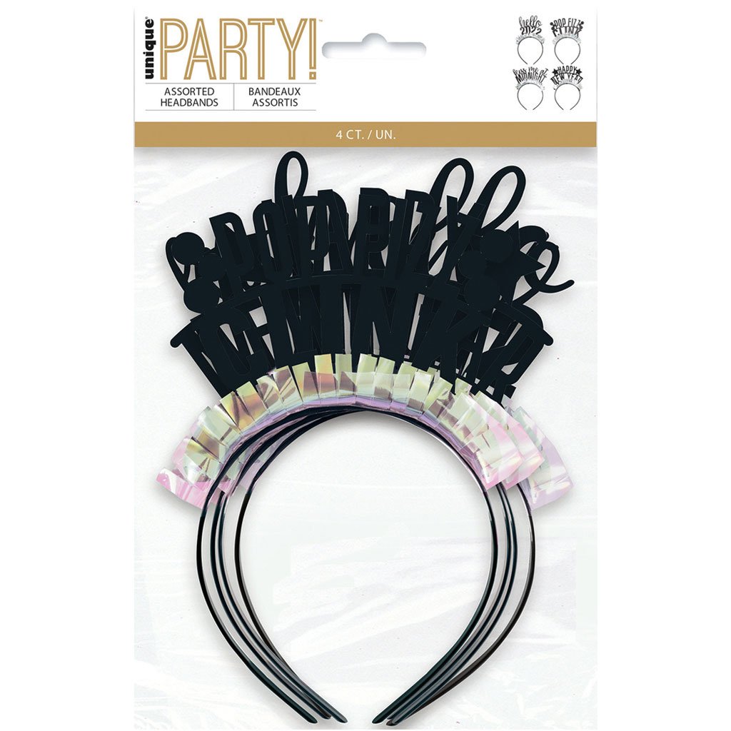 New Year Headbands 4 pcs With Iridescent Fringe