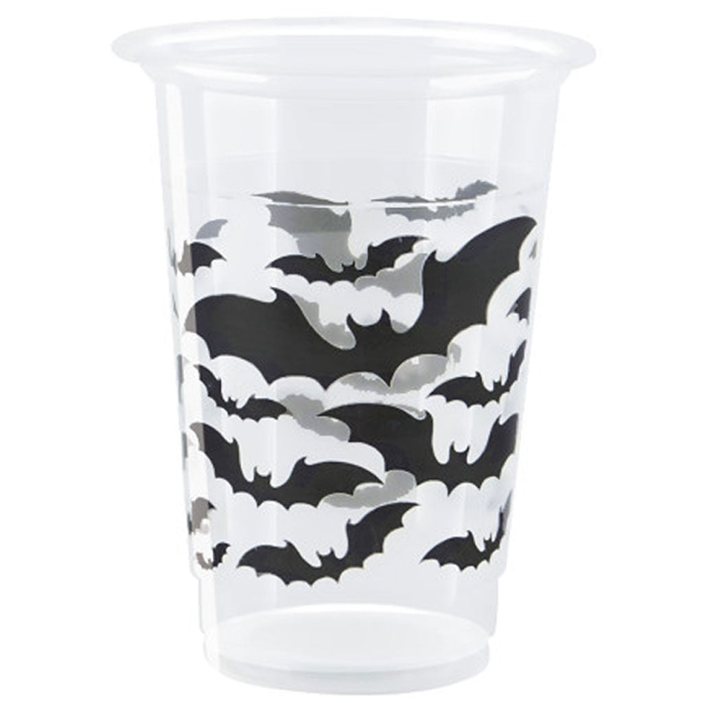 Black Bats Halloween Plastic Cups 16oz, 8ct