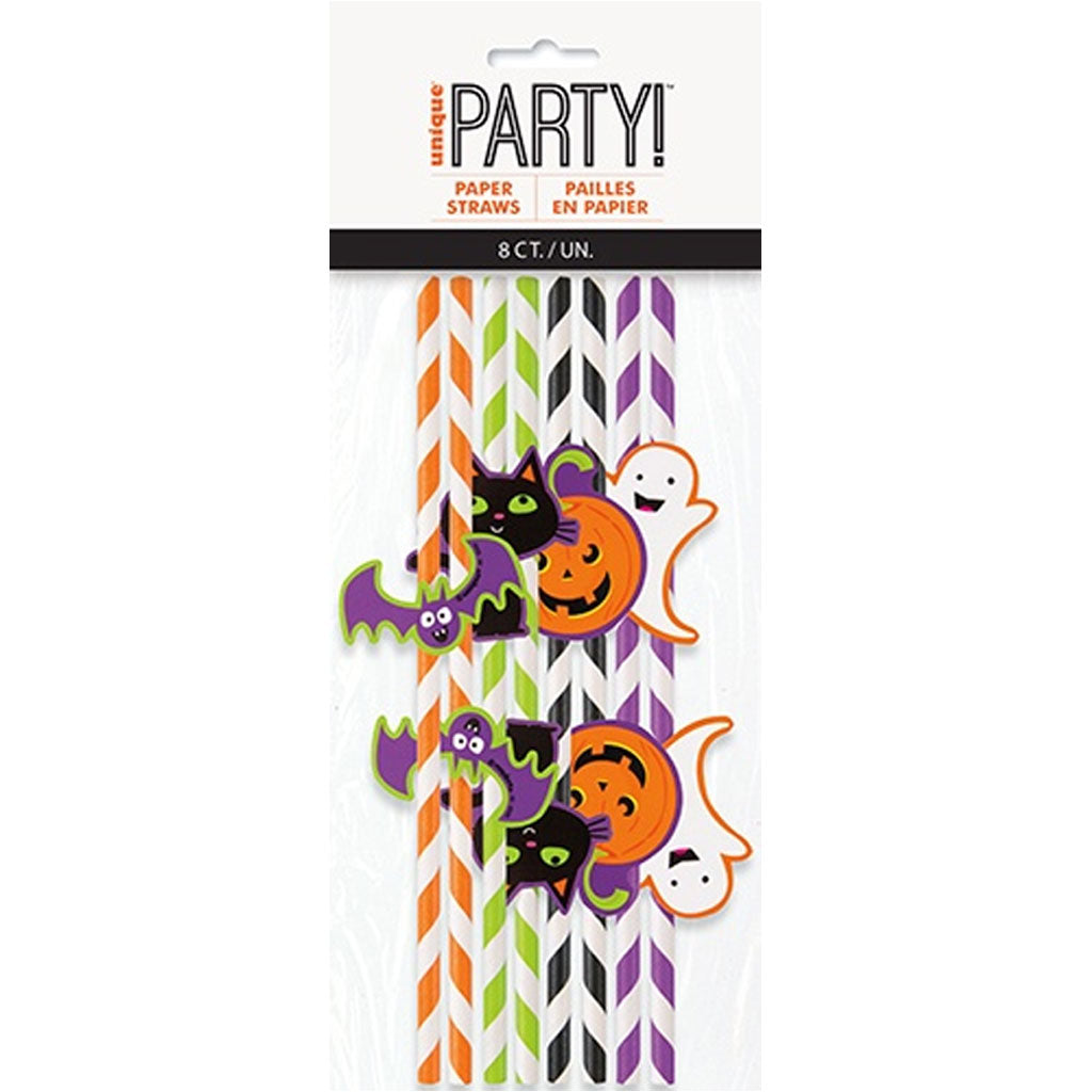 Halloween Assorted Paper Straws with Die Cuts, 8ct