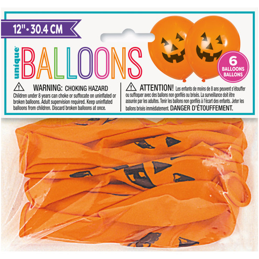 Latex Pumpkins Balloons 6ct, 12in