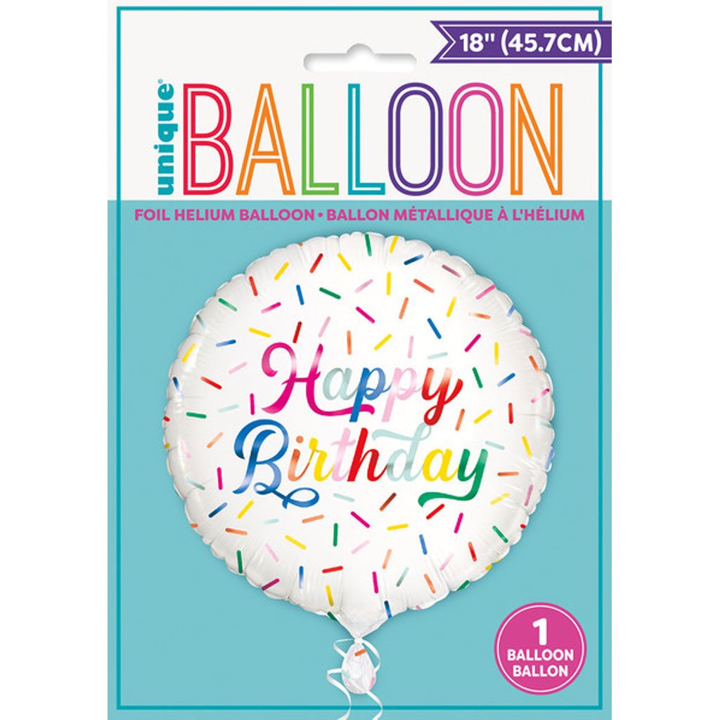 Happy Birthday Sprinkle Foil Balloon, 18in