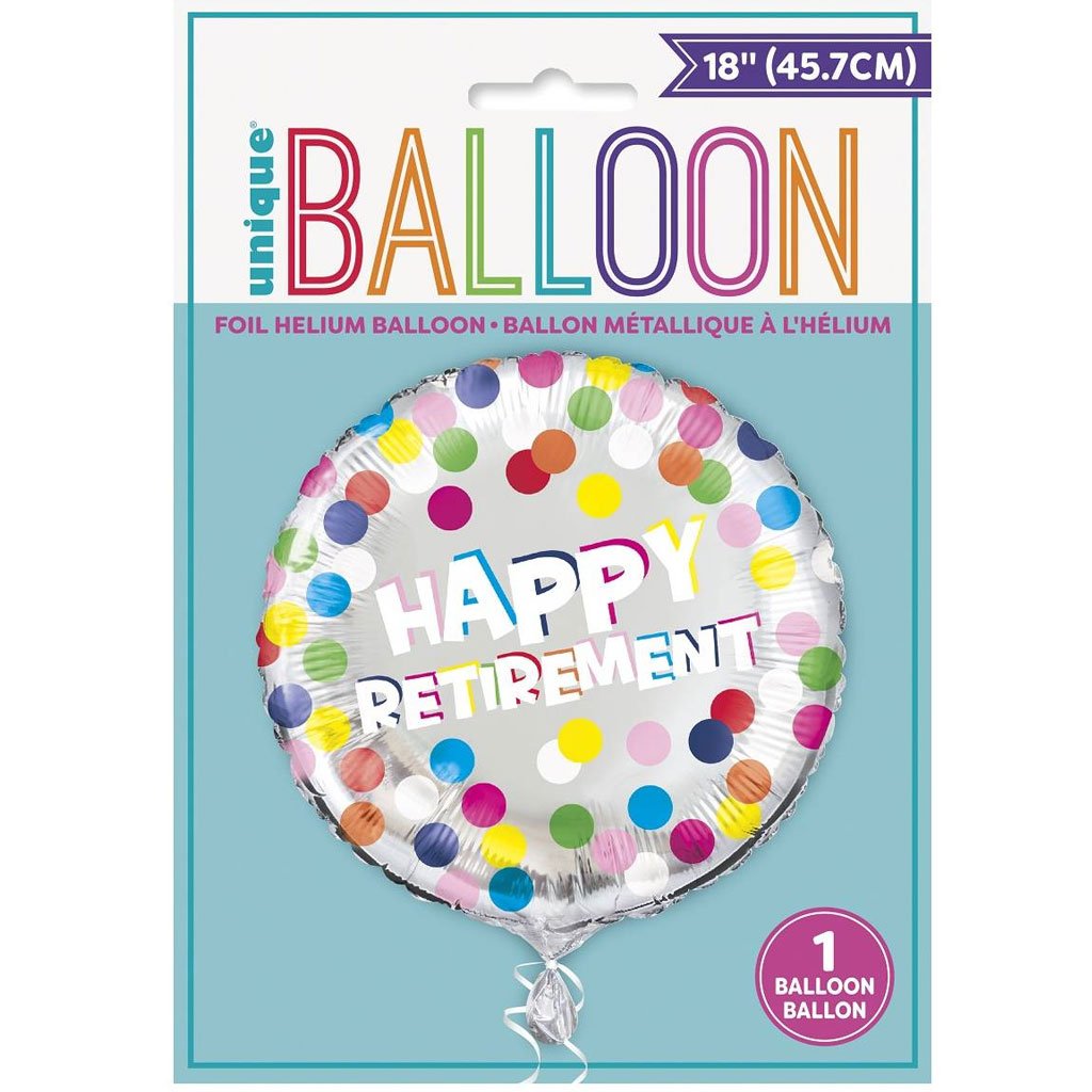 Colorful Dots Retirement Foil Balloon 18in