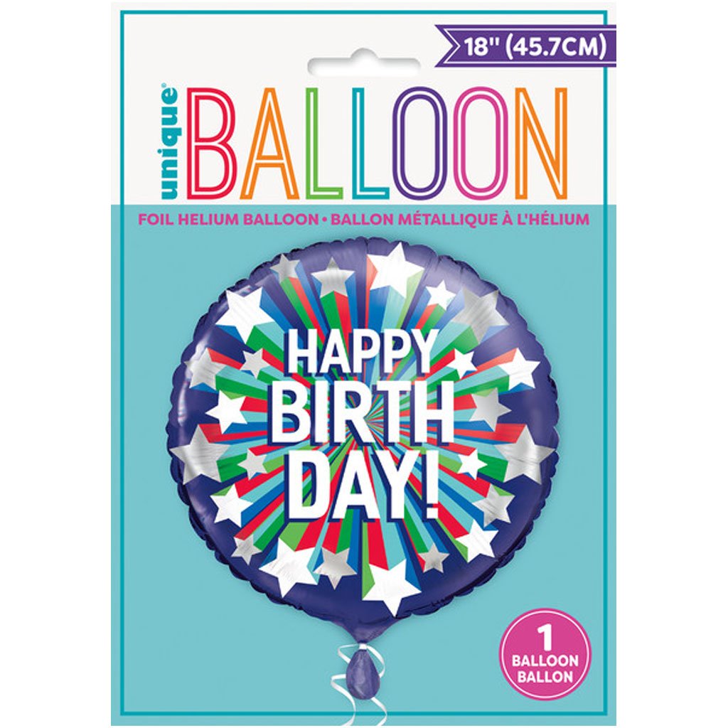 Shooting Star Happy Birthday Foil Balloon 18in