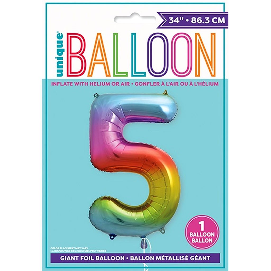 Foil Balloon Rainbow Number 5, 34in