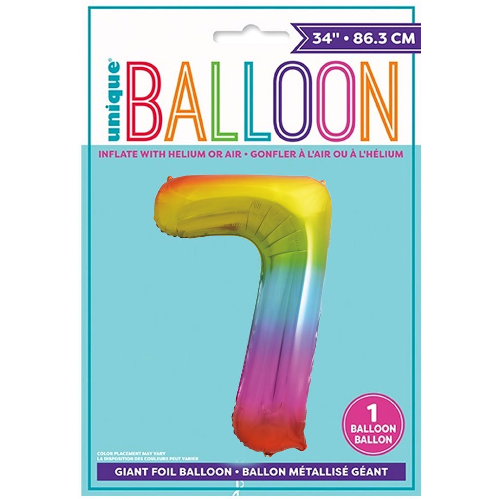 Foil Balloon Rainbow Number 7, 34in