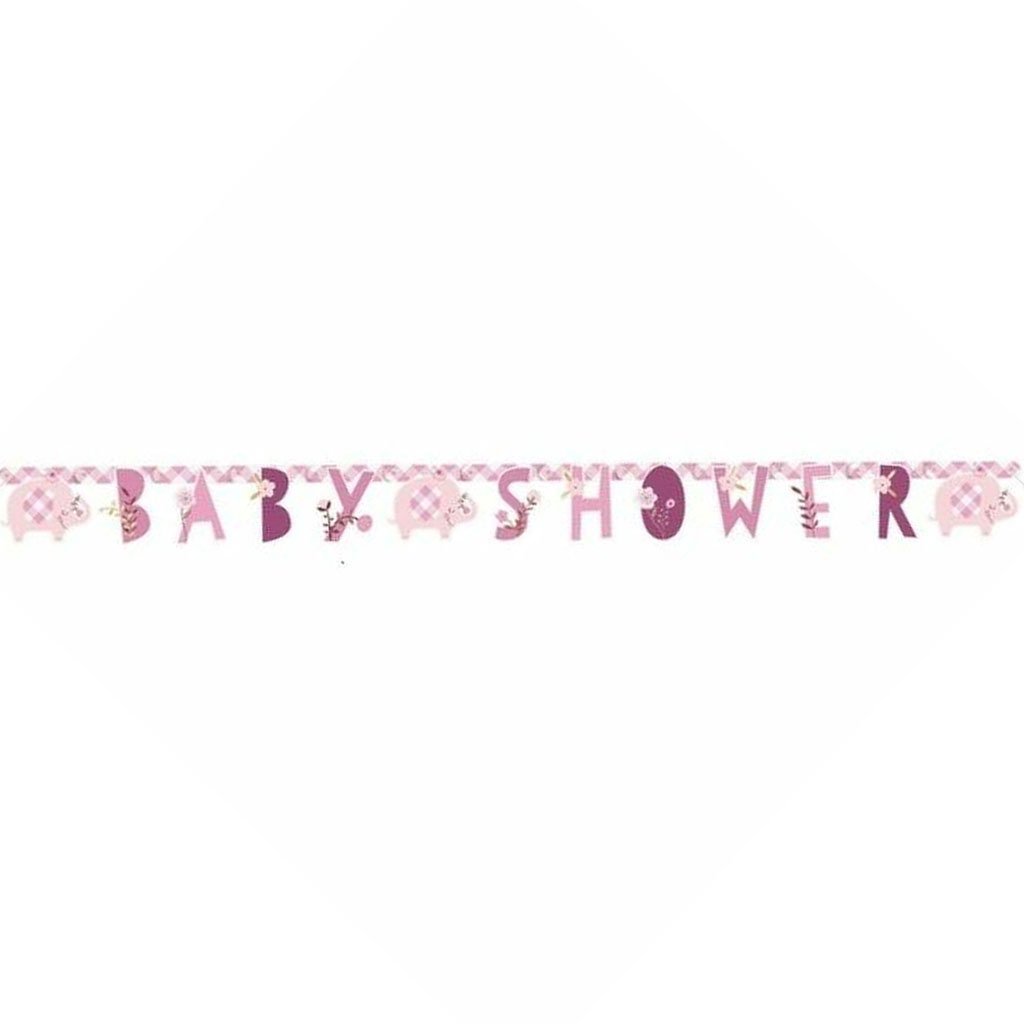 Pink Floral Elephant Jointed Banner