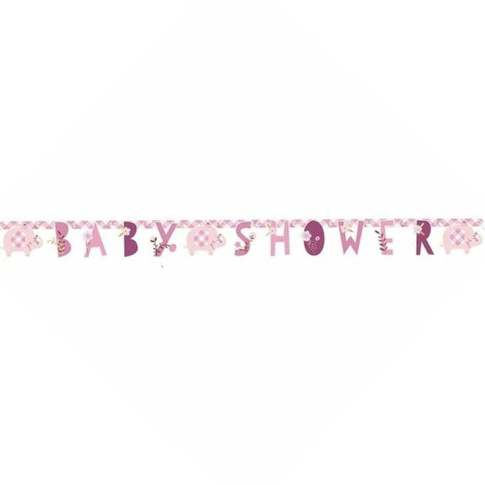 Pink Floral Elephant Jointed Banner
