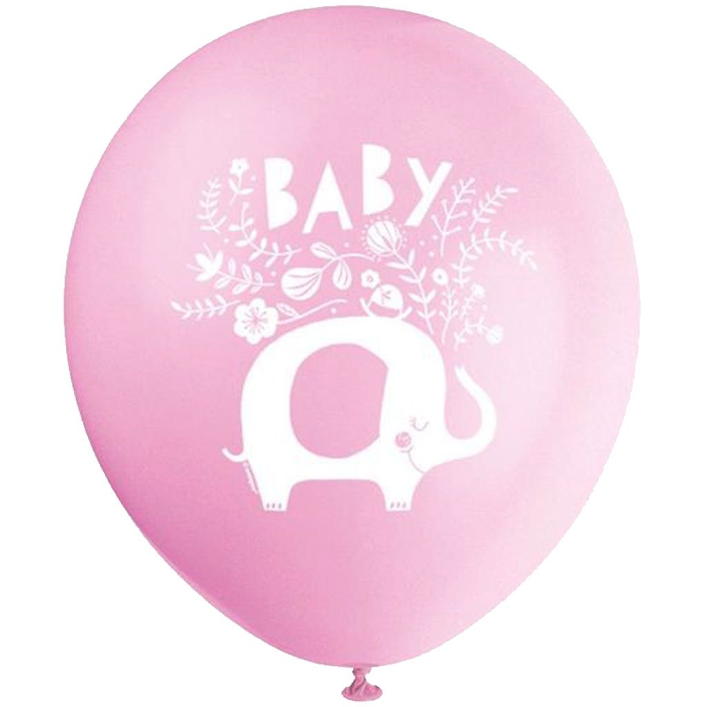 Pink Floral Elephant Latex Balloon, 12in