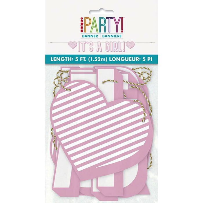 Pink It's A Girl Letter Banner