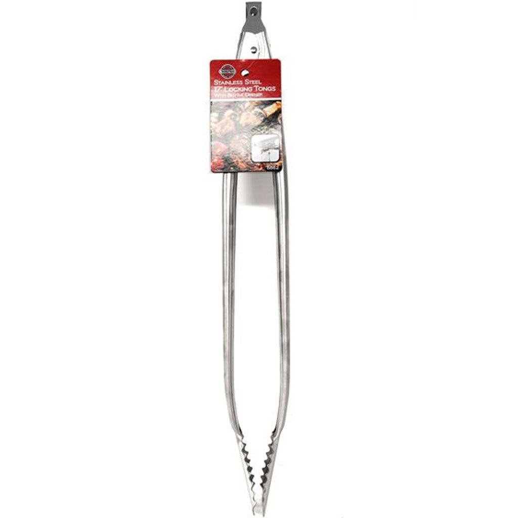 Stainless Steel Tongs with Bottle Opener 17in
