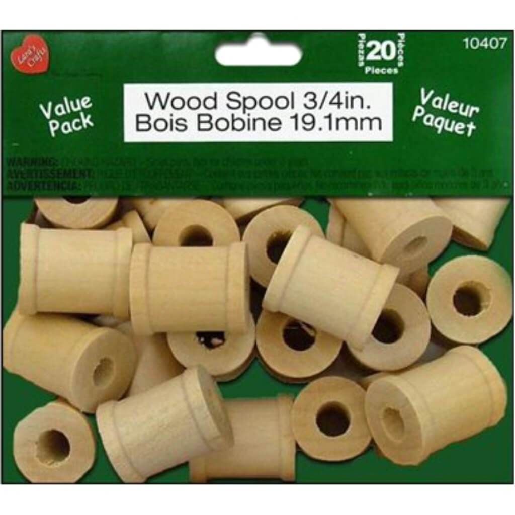 Wood Spool 3/4 x 1in 20pc