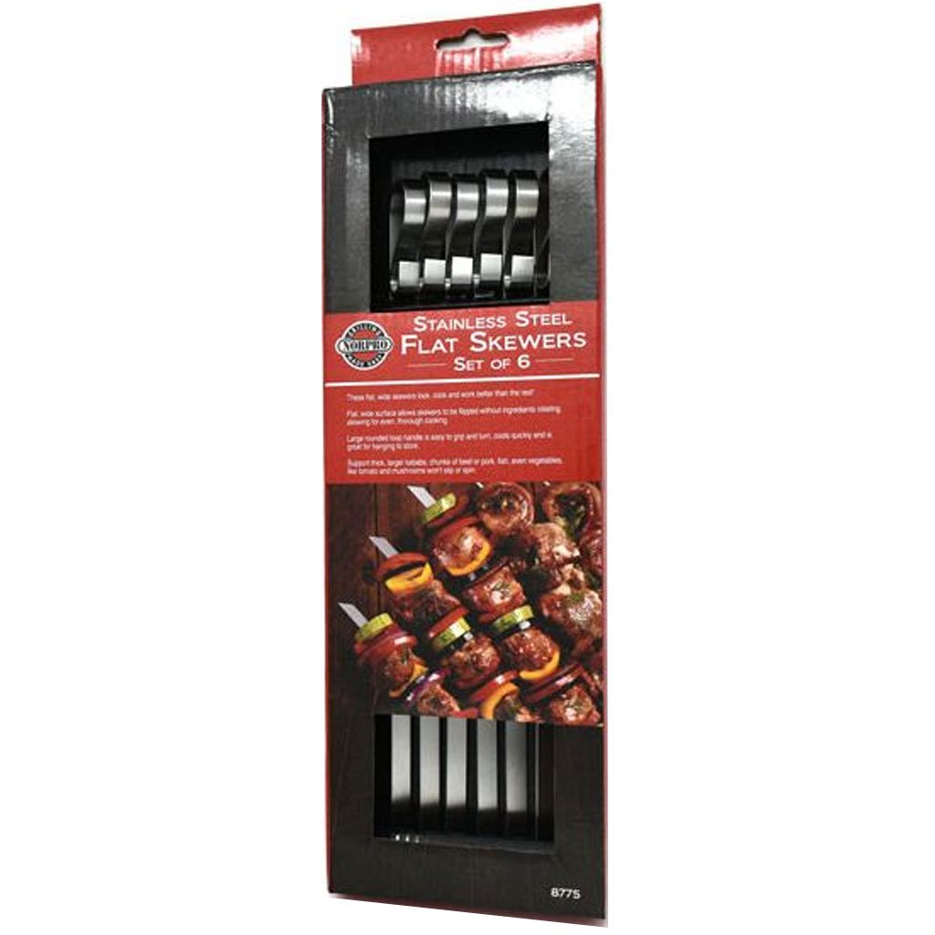Stainless Steel Flat Skewers, Set of 6