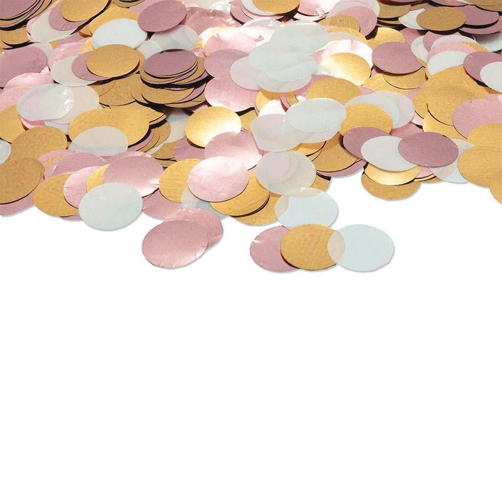 Rose Gold White Dot Confetti, 1oz