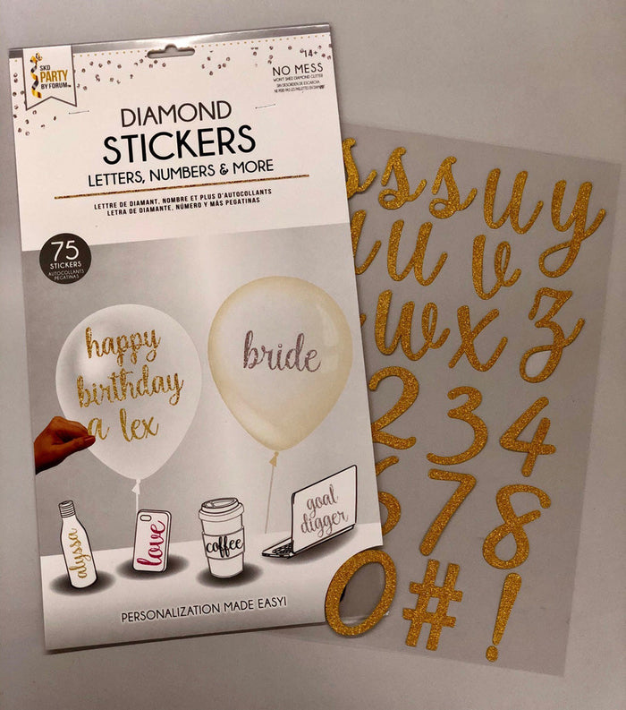 75 Script Letter Sticker Pk Gold
