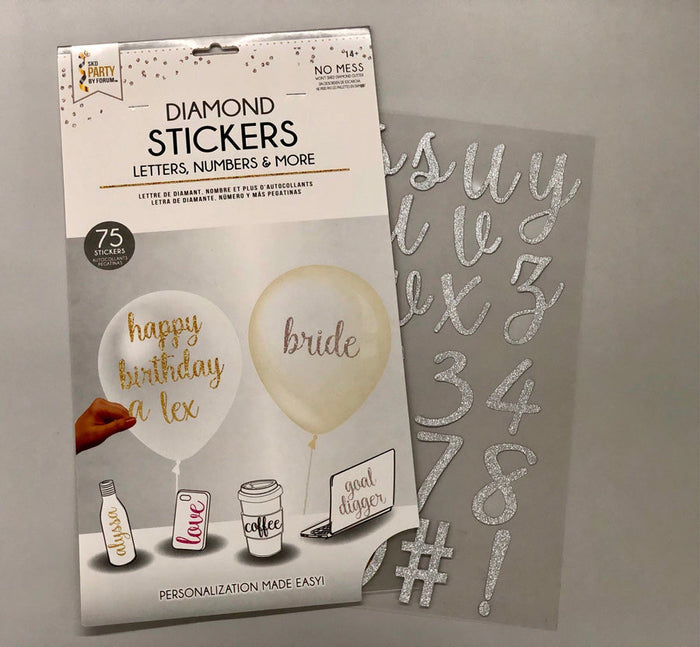 75 Script Letter Sticker Pk Silver