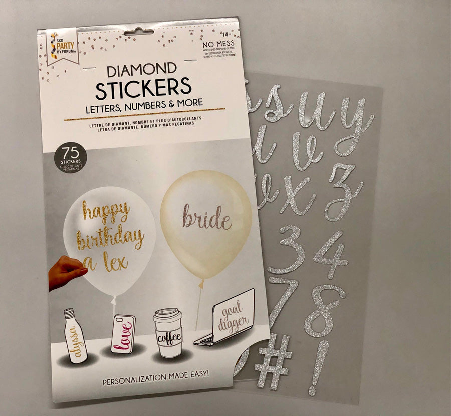 75 Script Letter Sticker Pk Silver