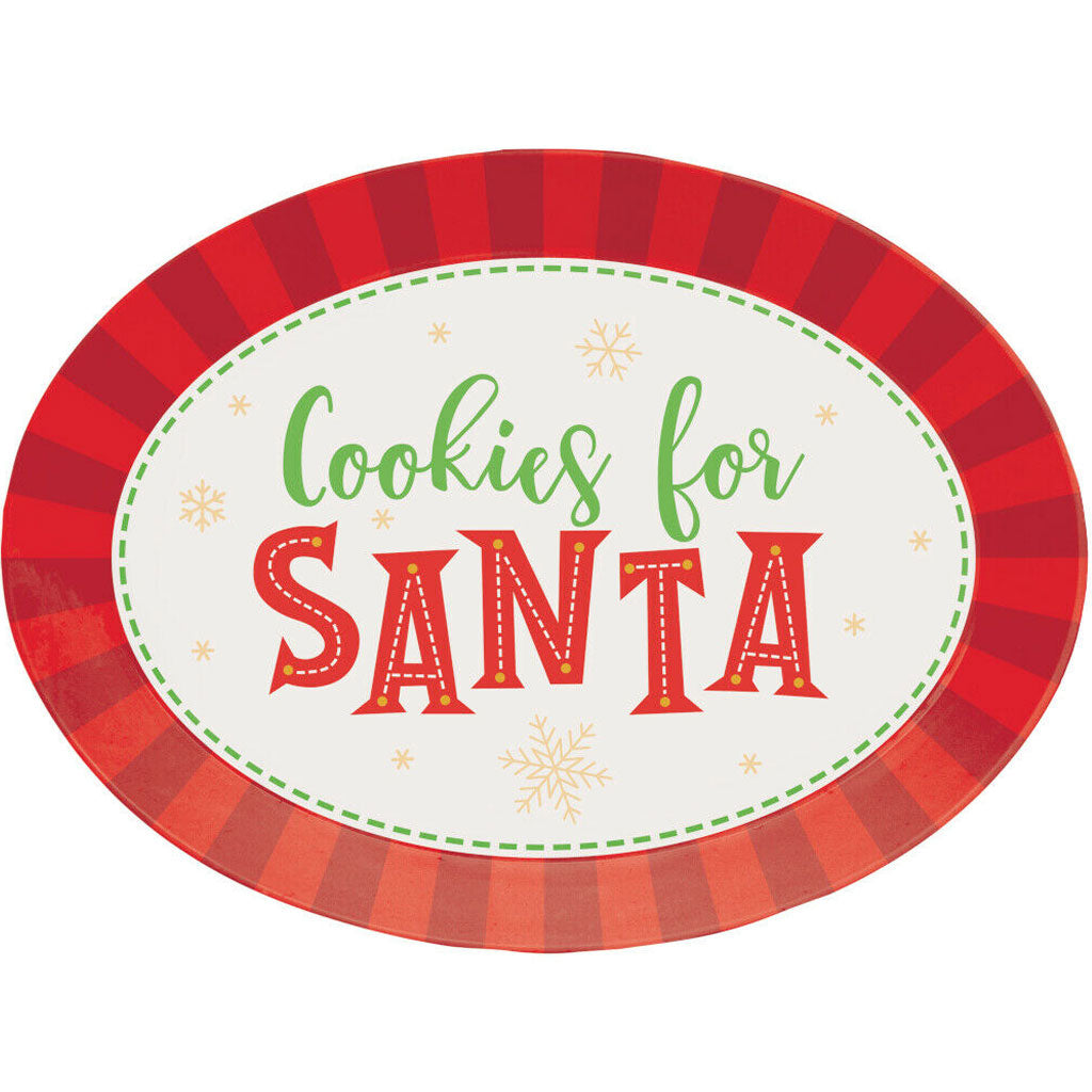 Cookies for Santa Oval Plastic Tray, 13.25in