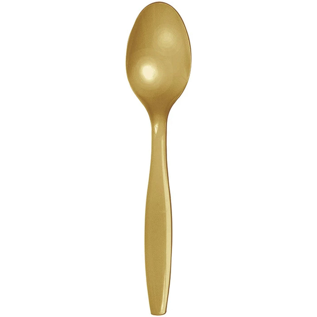 Glitter Gold Plastic Spoon, 50ct