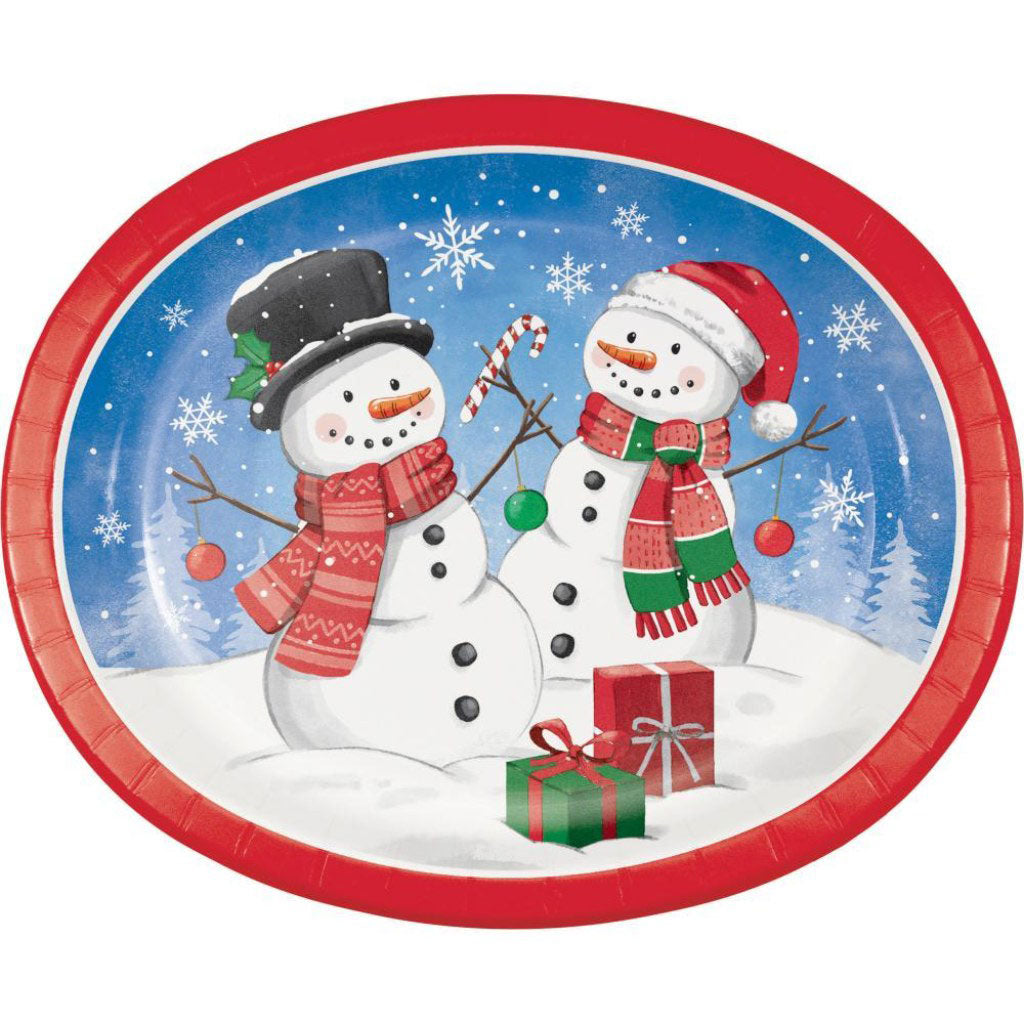 Candy Cane Snowman Oval Platter, 8ct