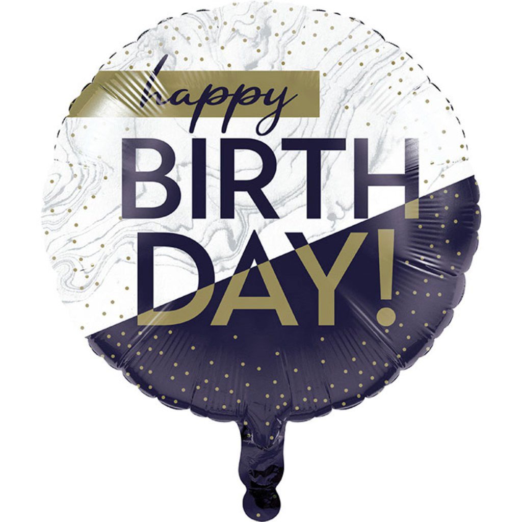 Navy and Gold Birthday Foil Balloon, 18in