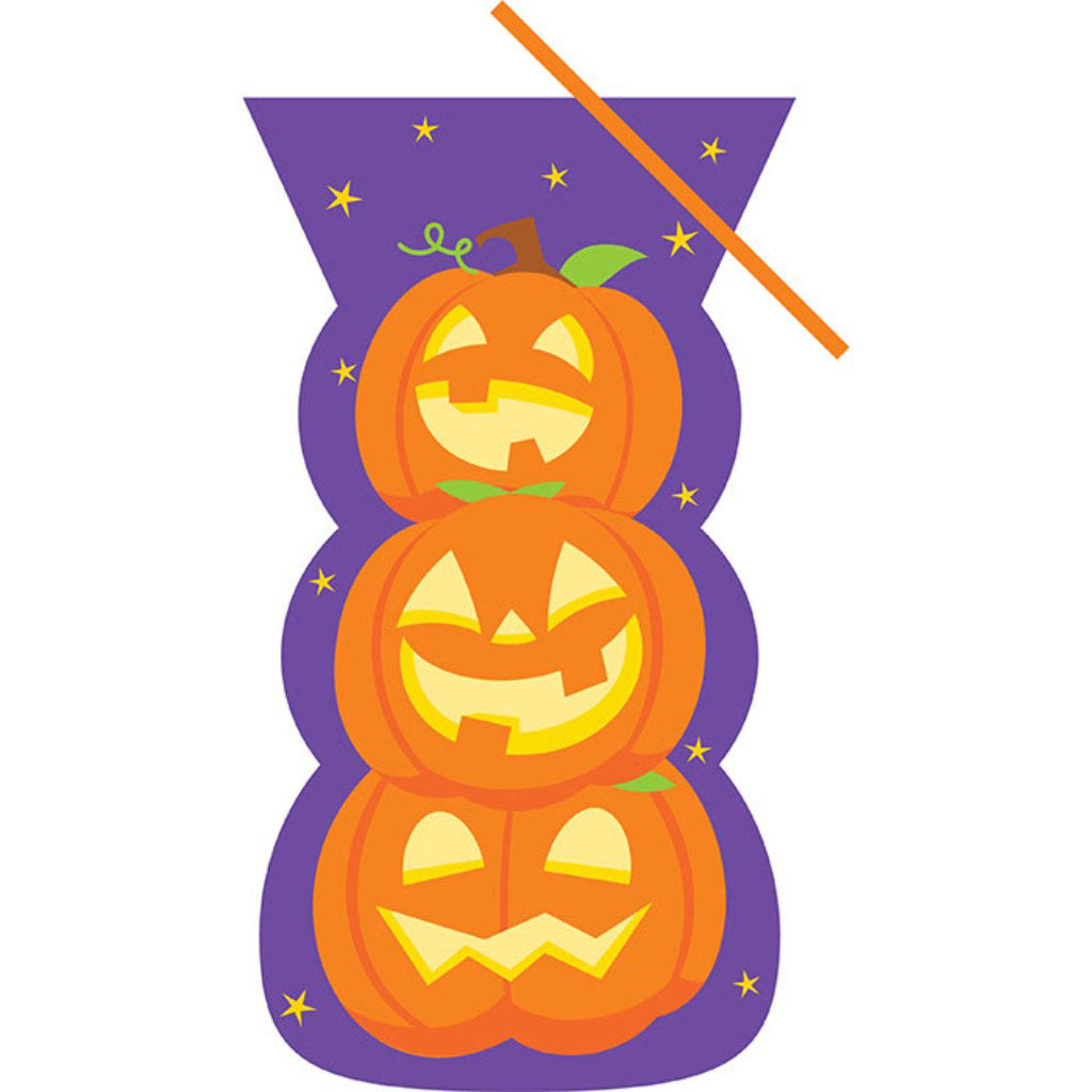 Stacked Pumpkin Halloween Cello Bags, 20ct