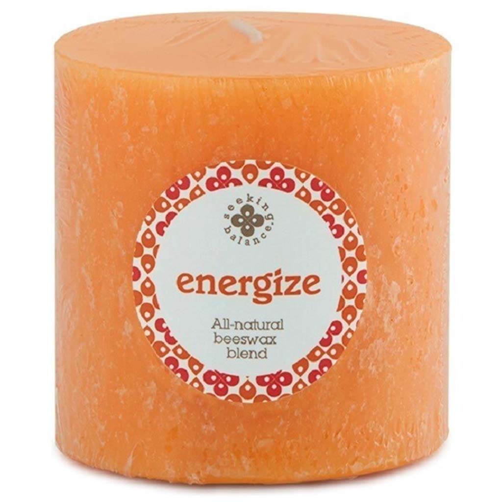 Seeking Balance Pillar Candle Energize, 3in x 3in