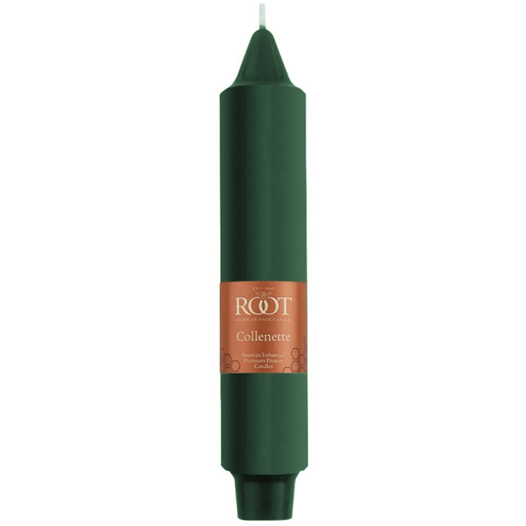 Smooth Collenette Taper Candle Dark Green, 7in