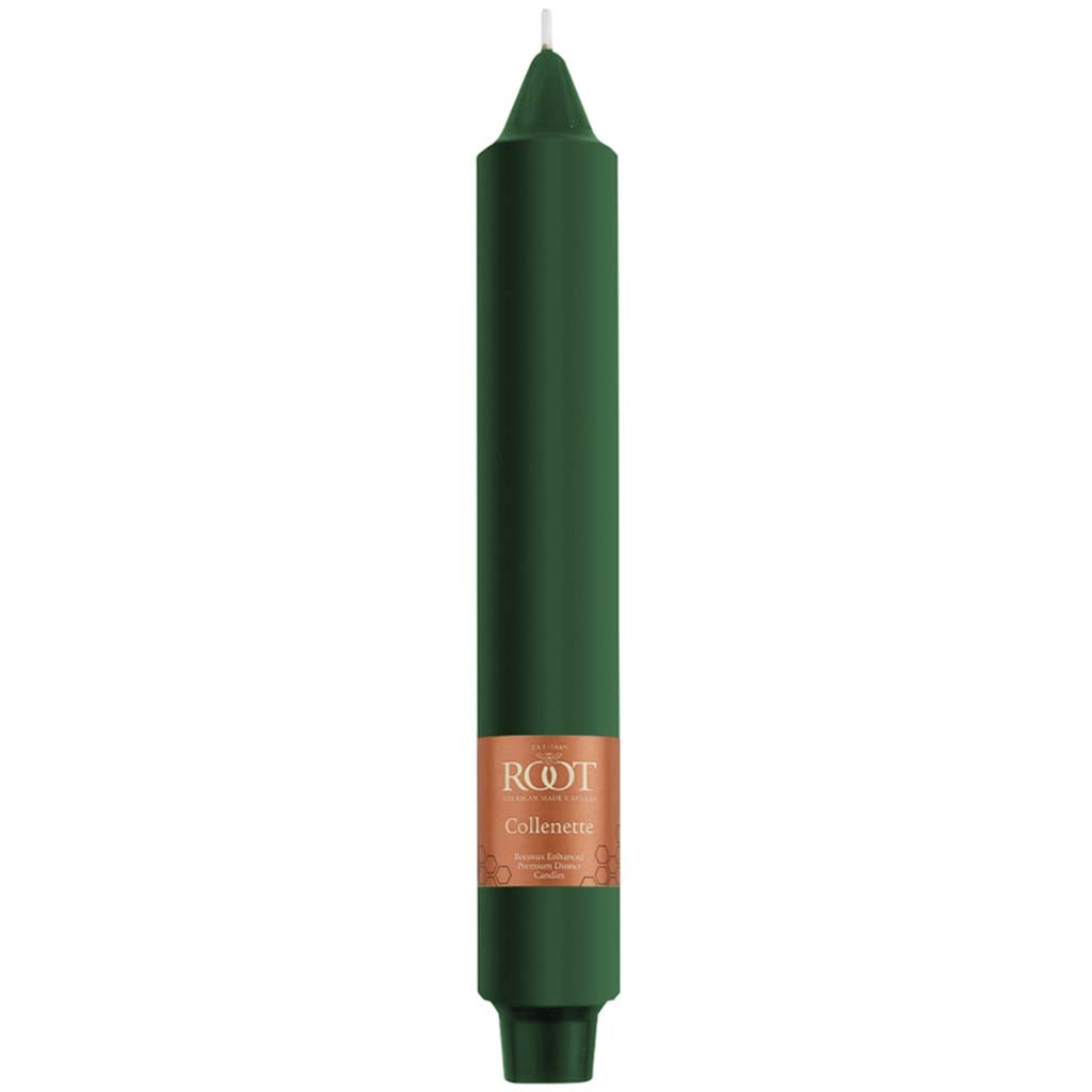 Smooth Collenette Taper Candle Dark Green, 9in