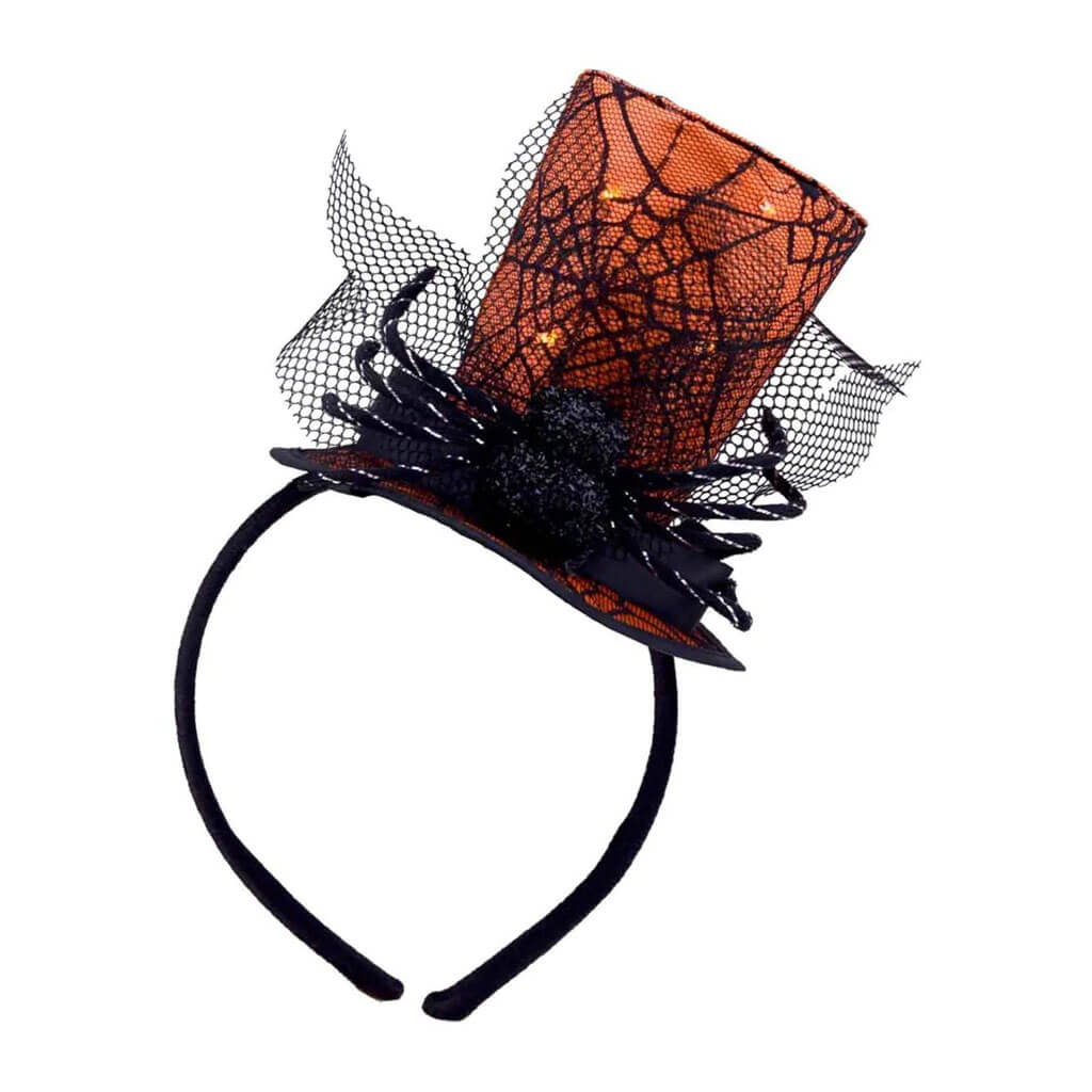 Halloween Top Hat Headband Led Orange 5in