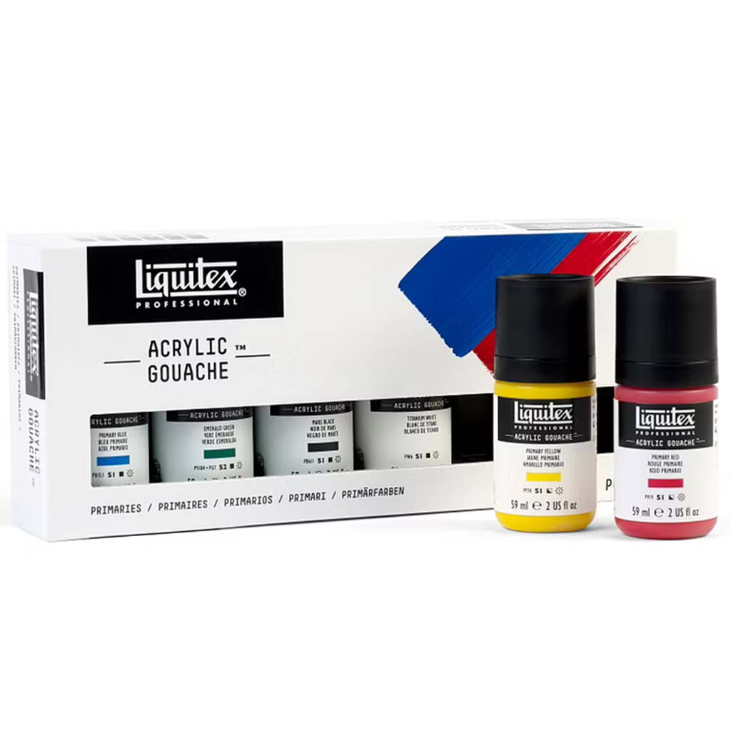 Professional Acrylic Gouache Set of 6 59ml Primaries Set