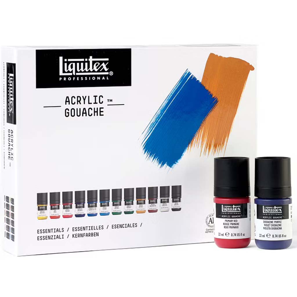 Professional Acrylic Gouache Set of 12 22ml Essentials Set