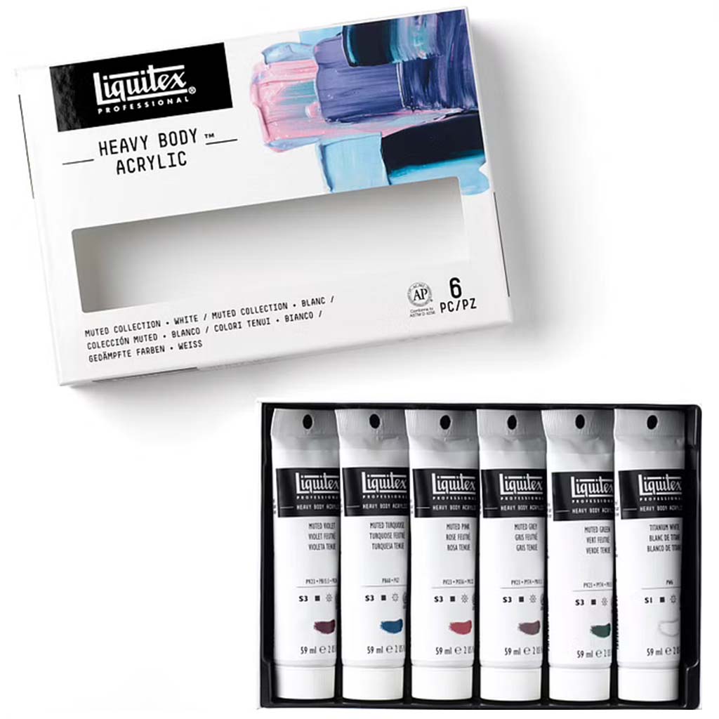 Liquitex Professional Heavy Body Acrylic Paint 6x59ml Muted Collection + White