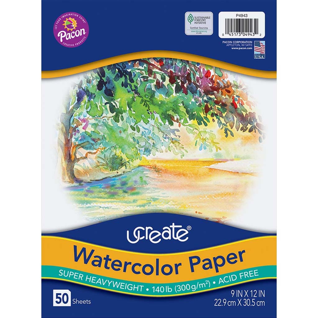 Watercolor Paper 140lb 50Sheets 9in x 12in