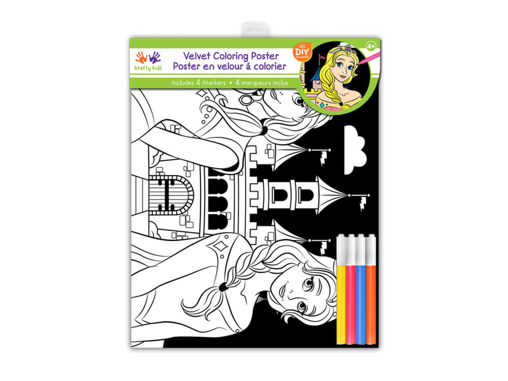 Krafty Kids Kit: Velvet DIY Coloring Poster w/4markers  Princess Tale