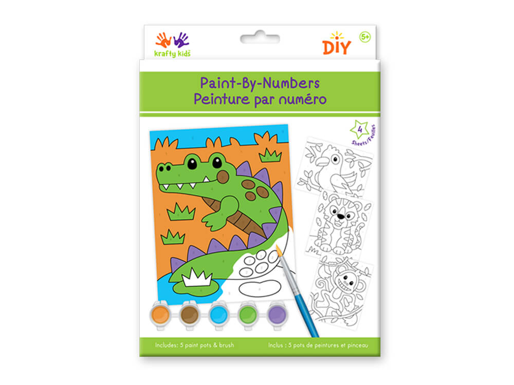 Krafty Kids Kit: DIY Paint-By-Number, Asst. w/5 PaintPot+Brush  Creature Pals, 6.7in x 8.5 in, 4pc