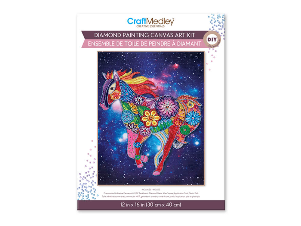 Craft Medley Kit: Diamond Painting Art Kit  w/Gems+Tool+Tray  Horse, 12in x 16in