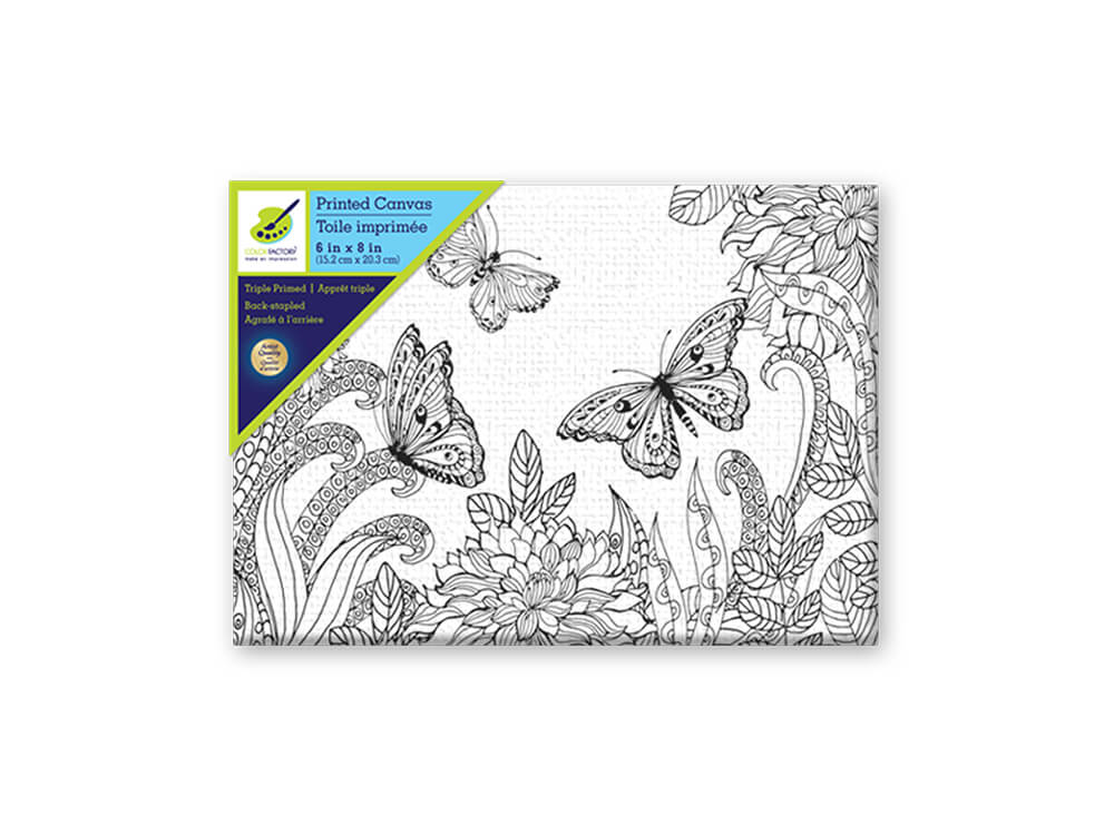 Stretch Artist Printed Canvas:  Primed Back-Stapled  Butterflies, 6in x 8in