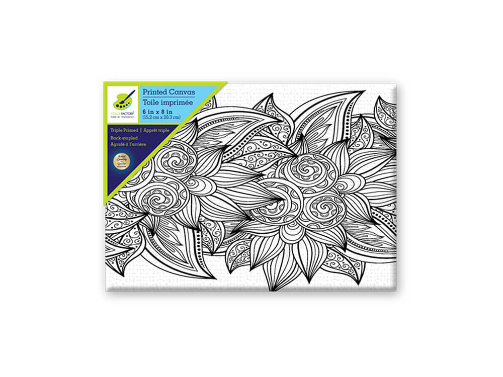 Stretch Artist Printed Canvas:  Primed Back-Stapled  Floral, 6in x 8in