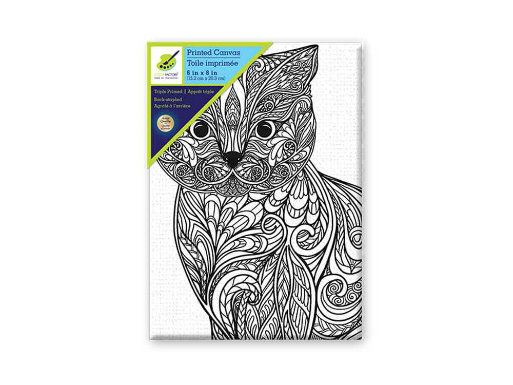 Stretch Artist Printed Canvas:  Primed Back-Stapled  Cat, 6in x 8in