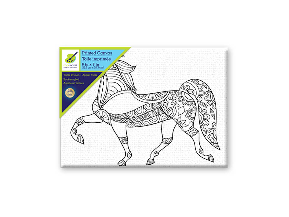 Stretch Artist Printed Canvas:  Primed Back-Stapled  Horse, 6in x 8in