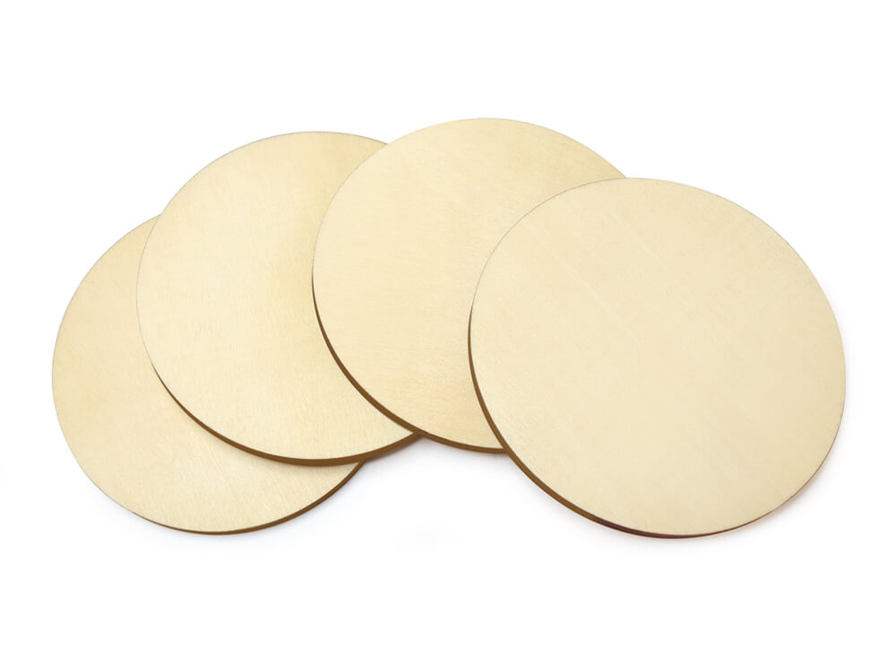 Craftwood:  DIY Plywood Coasters, Round, 9.5cm, 4pc, 5mm(T)