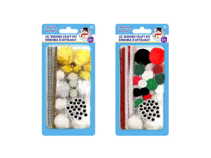 Seasonal Wonders: DIY Craft Kit Chenille/Poms/Eyes Asst. 18ea x 2styles