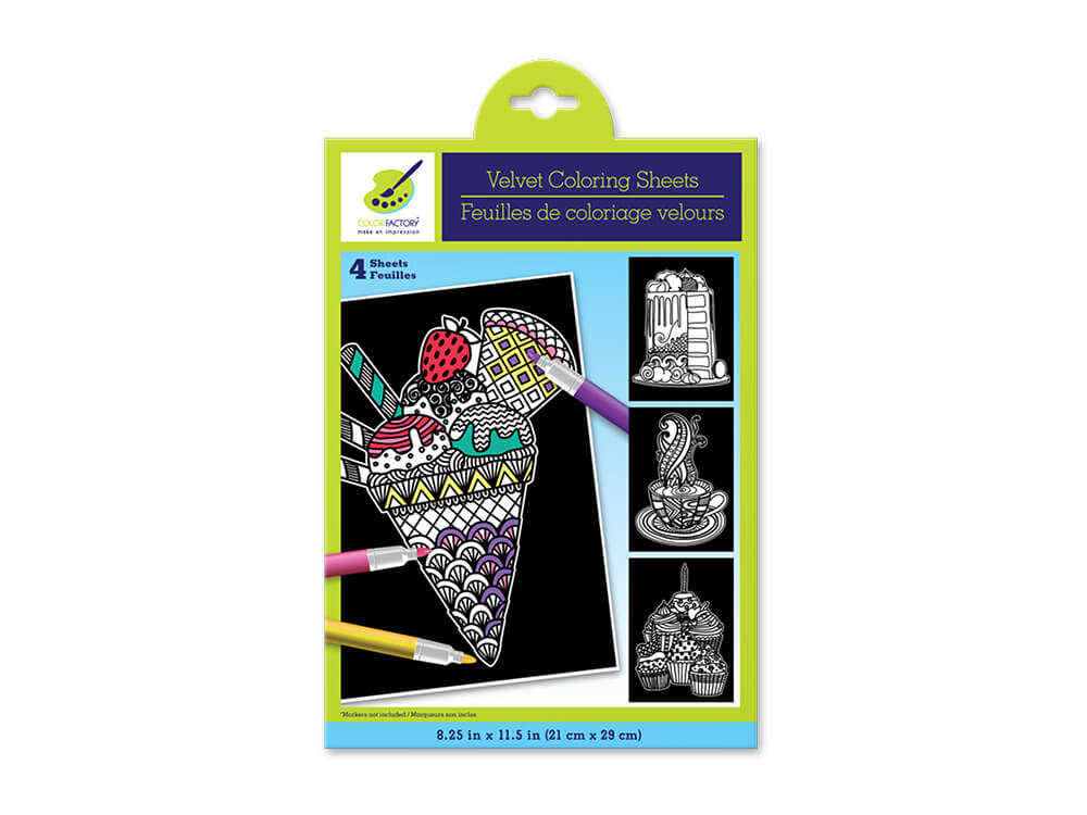 Color Factory:  Velvet Paper  Art Therapy 4Sht Asst  Coffee &amp; Cake, 8.25in x 11.5in