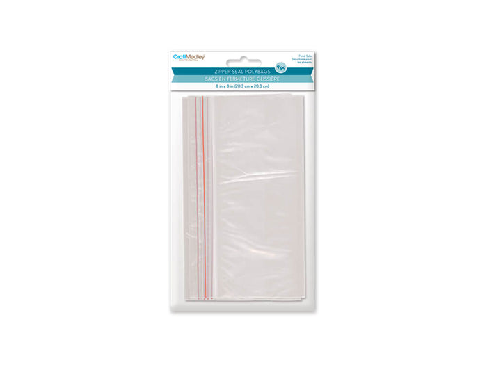 Craft Medley: Zipper-Seal Polybags, 8in x 8in, 9pc