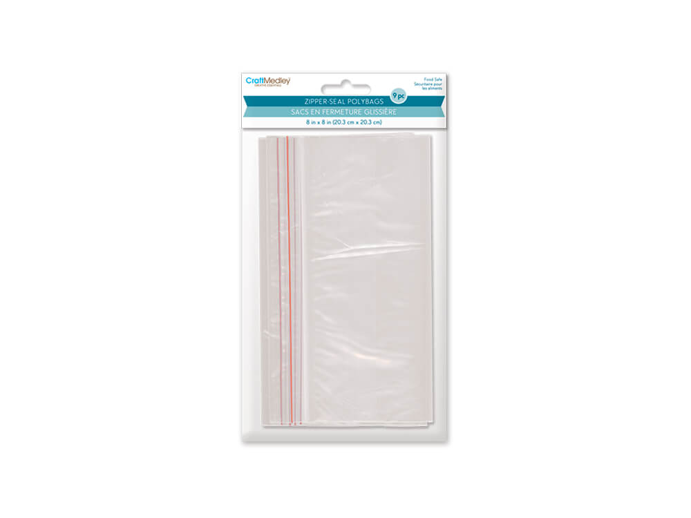 Craft Medley: Zipper-Seal Polybags, 8in x 8in, 9pc