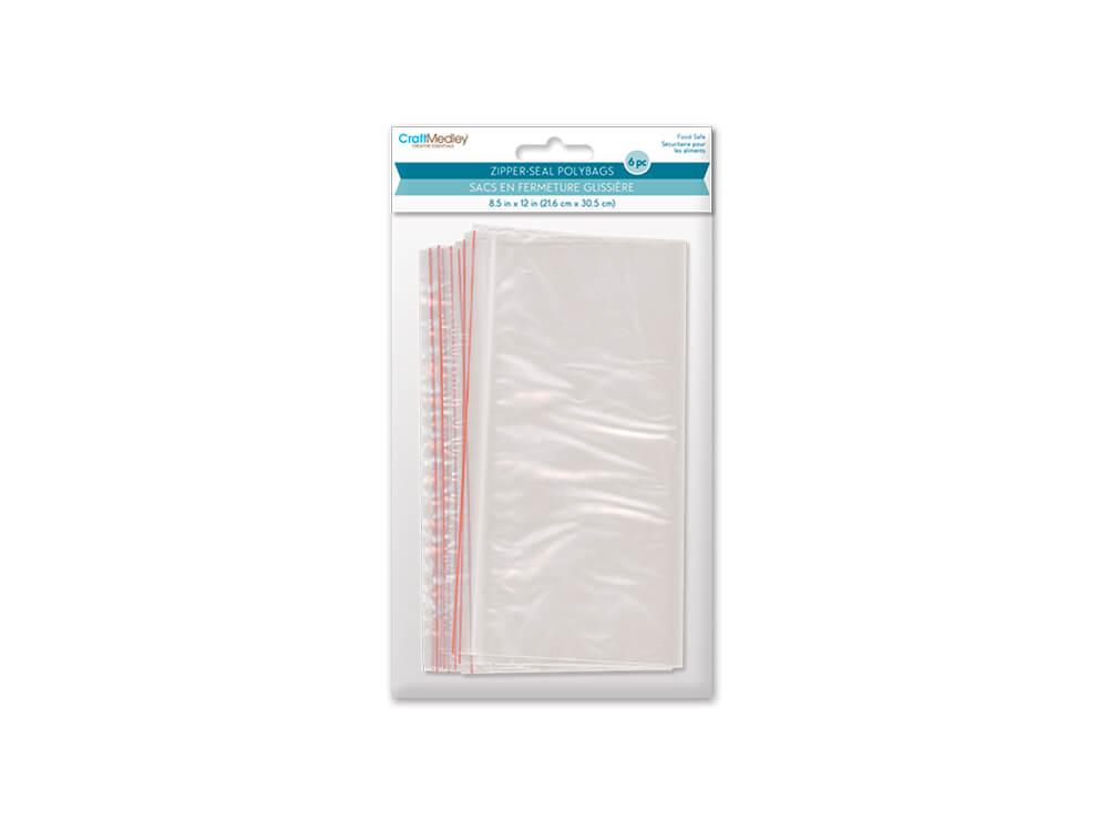 Craft Medley: Zipper-Seal Polybags, 8.5in x 12in, 6pc
