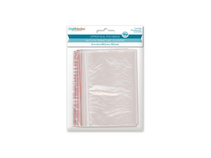 Craft Medley: Zipper-Seal Polybags, 6in x 6in, 16pc