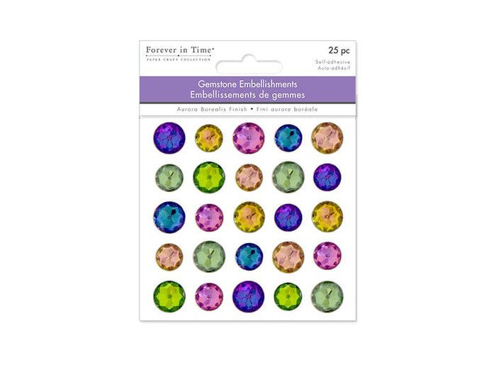 Paper Craft Embellish: A/B Finish Gemstones Self-Stick  1.4cm/1.6cm 25pc