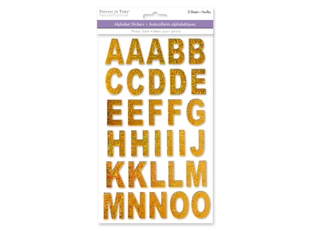 Paper Craft Stickers: Alpha Chipboard  2 Sheets  Gold Glimmer, 5.75in x 9.45in